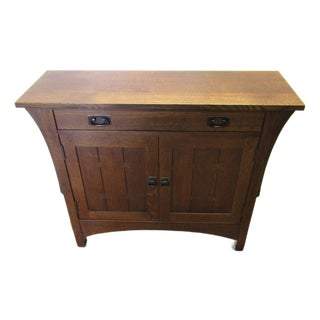 Stickley Solid Oak Mission or Arts and Crafts Style Console Cabinet For Sale