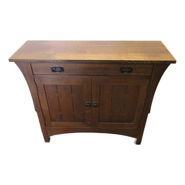 Stickley Solid Oak Mission or Arts and Crafts Style Console Cabinet For Sale