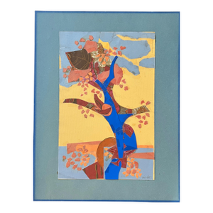 Vintage Mixed Media Abstract Paper Collage Art, C1970s Signed