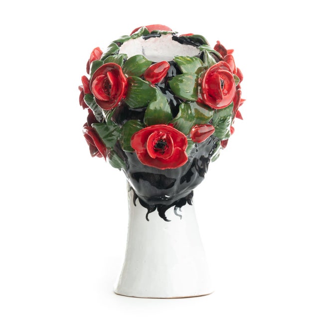 Modern Sculpture with Roses, Ceramiche D'arte Dolfi For Sale - Image 3 of 12
