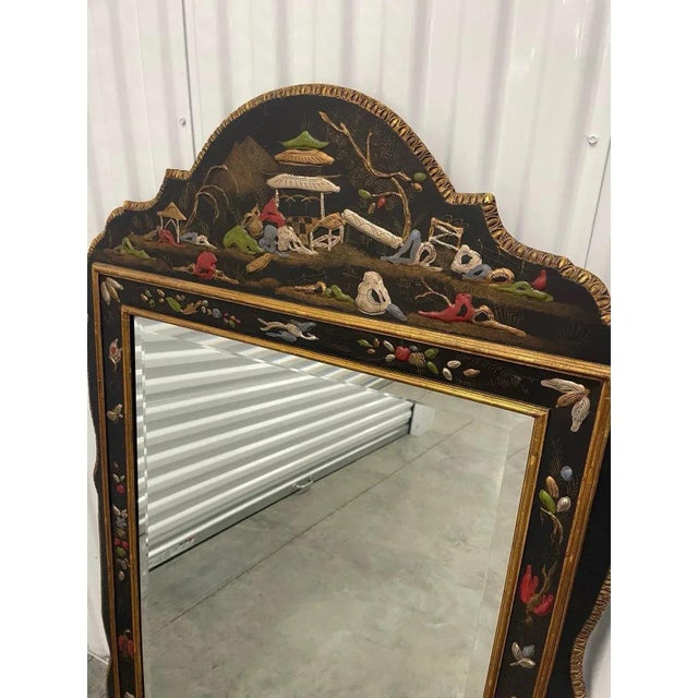 Chinoiserie Hand Painted Wall Mirror For Sale In Chicago - Image 6 of 7