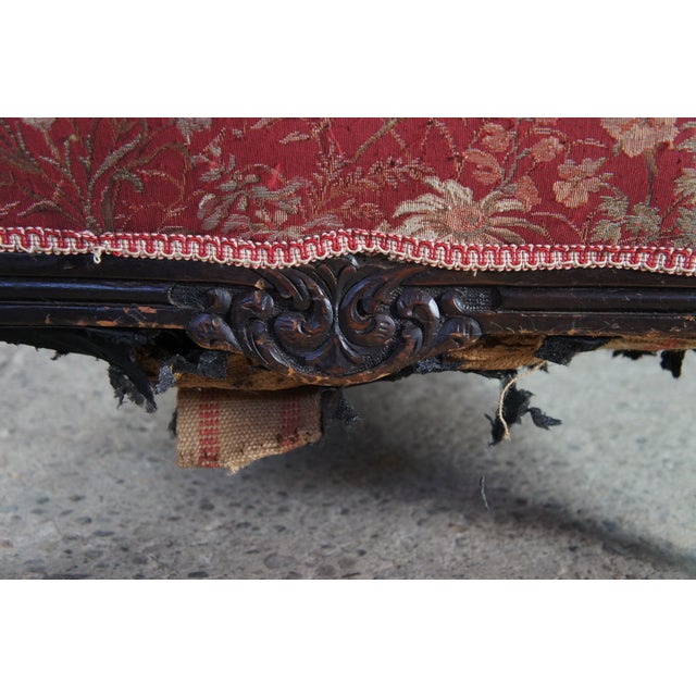 Antique Victorian Carved Mahogany Baroque Rococo Fauteuil Parlor Armchair For Sale - Image 13 of 14