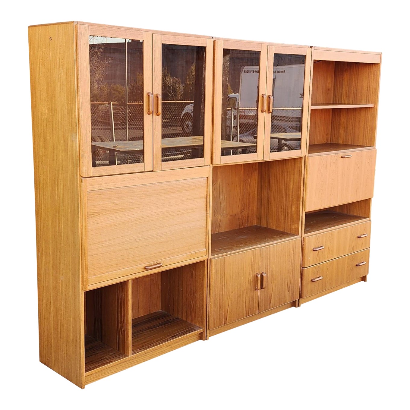 Danish Modern Jesper Furniture Co 3 Piece Teak Sectional Wall Unit