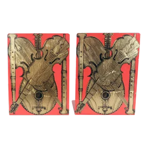 Piero Fornasetti Red Strumenti Musicali Music Metal Bookends