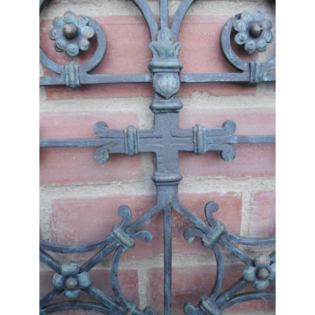 Antique Hand-Forged Iron Church Gate, 1890s For Sale - Image 4 of 12