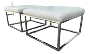 Mitchell Gold and Bob Williams Leather and Chrome Stools