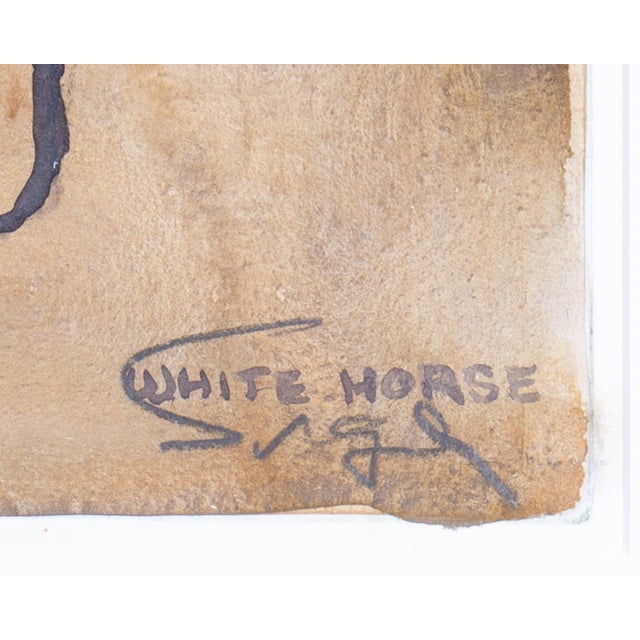 Abstract “White Horse” Watercolor Painting by Walter Sorge For Sale - Image 3 of 8