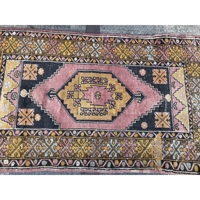 Distressed Vintage Floral Turkish Rug - 2′11″ × 4′11″ For Sale - Image 6 of 11