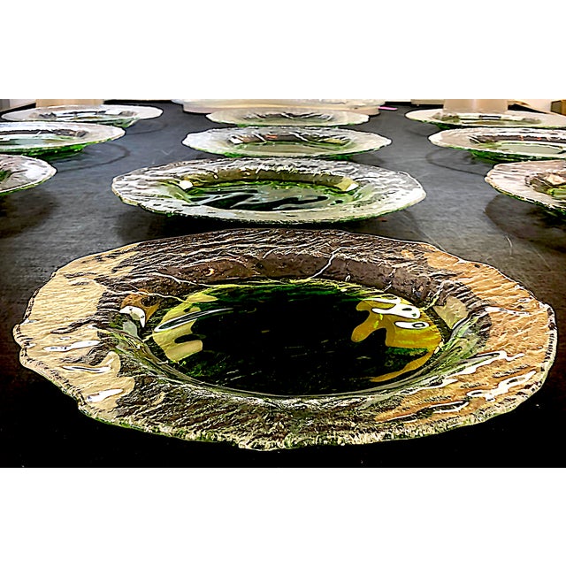 1970s Textured Glass Pertti Santalahti Humppila Kivi Dinner Plates, Set of 12 For Sale - Image 9 of 16
