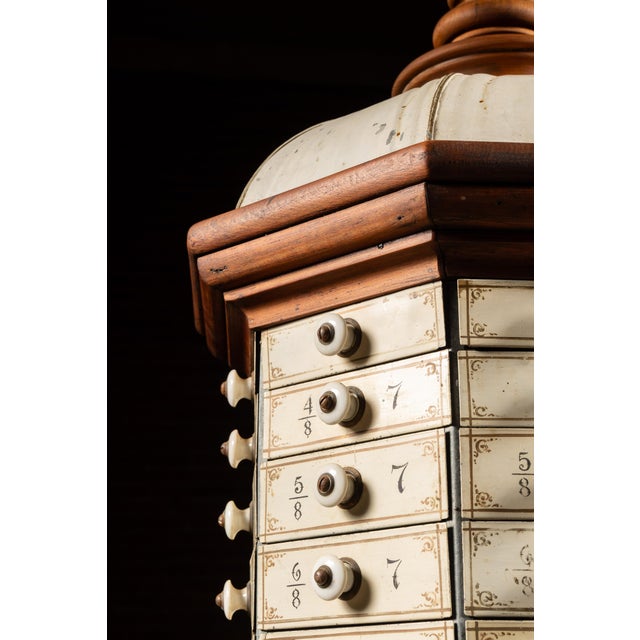 Cream Early 20th Century 72-Drawer Wooden Rotating Parts Cabinet For Sale - Image 8 of 11