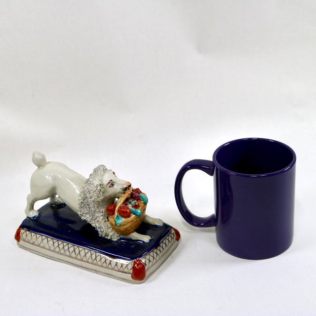 Blue Antique Staffordshire Confetti Poodle W/ Basket Figurine For Sale - Image 8 of 11