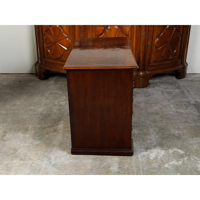 19th Century English Georgian Period Mahogany Desk with Ten Graduating Drawers and Shelf For Sale - Image 10 of 12