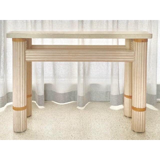 Relocation Super Sale! 1980s Postmodern Stone Topped Console Table For Sale - Image 12 of 12