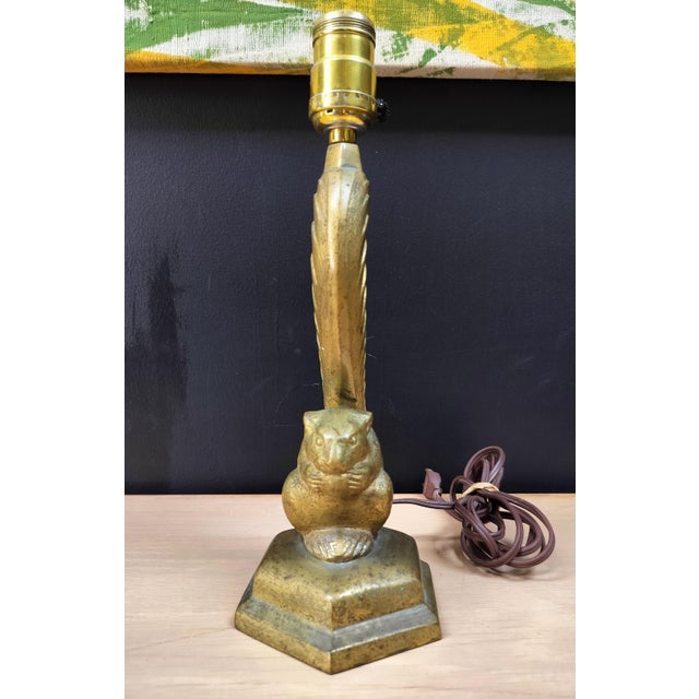 Art Deco Era Cast Brass Squirrel Table Lamp For Sale - Image 4 of 9
