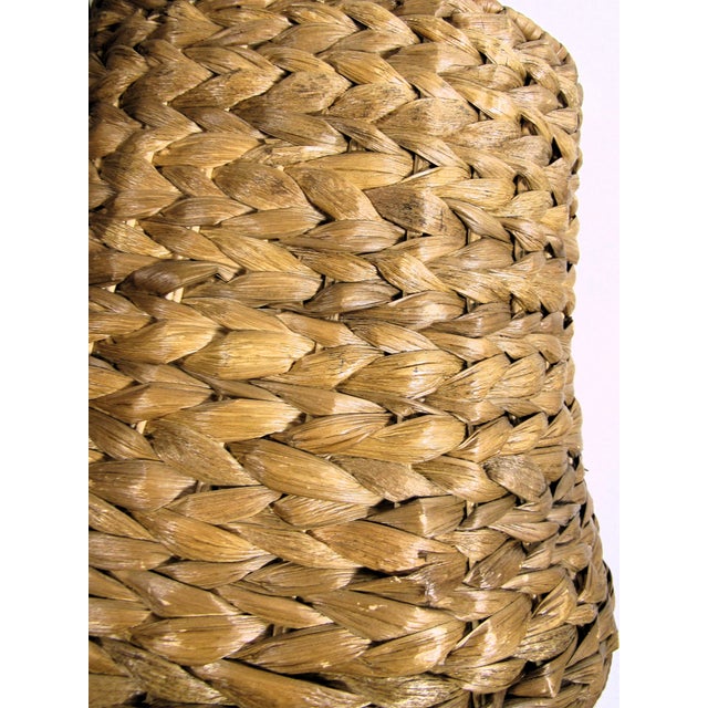 Vintage Water Hyacinth Braided Reed Lamp Shade For Sale - Image 4 of 12