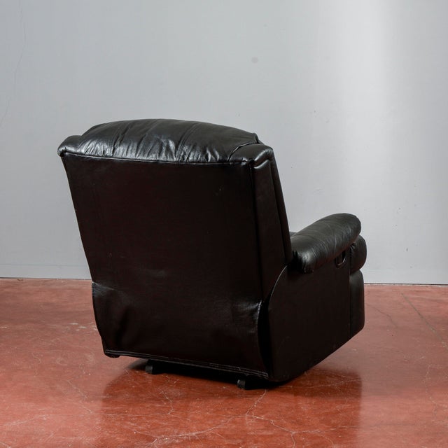 Reclining Black Leather Armchair For Sale - Image 15 of 18