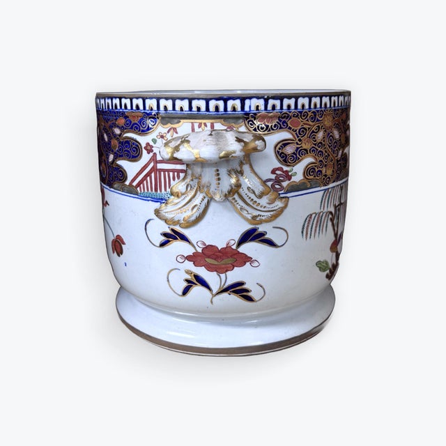 Off-white Late 19th Century Turner’s Patent Water Lily and Willow Pattern Ice Bucket For Sale - Image 8 of 12