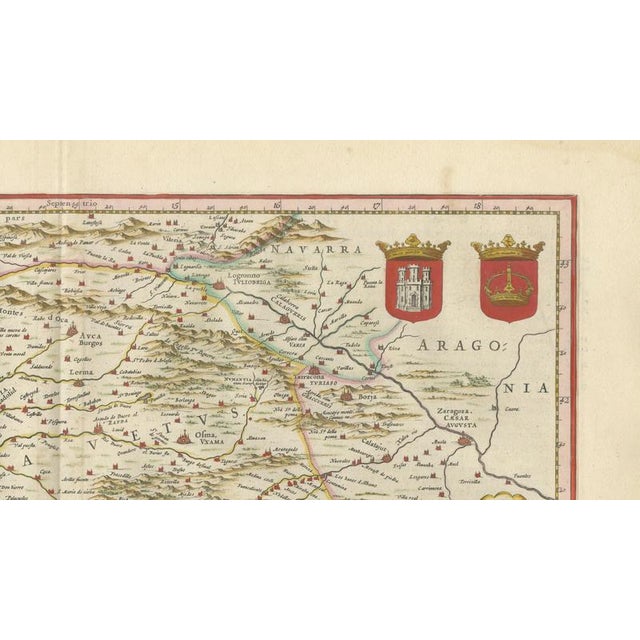 Black Antique Map of Spain from Blaeu, 1642 For Sale - Image 8 of 12