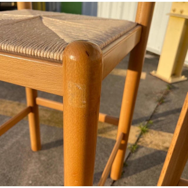 Postmodern Lowenstein Padova Dowel Wood Counter Height Bar Stool Chairs Set of 3