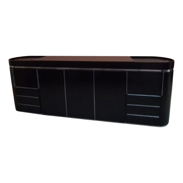 Round Sideboard in Wood and Steel, 1980s For Sale