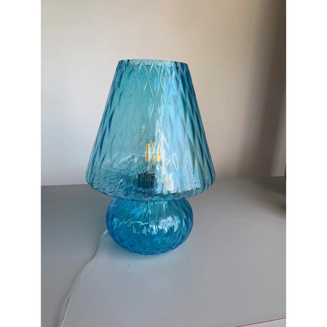 Early 21st Century Murano-Style Light-Blue Glass Lamp Featuring “Ballotton” Design For Sale - Image 5 of 9