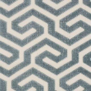 Schumacher Ming Fret Velvet Fabric in Mineral For Sale