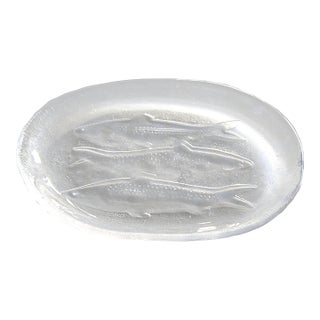 1970s Kosta Boda Glass Fish Platter Designed by Goran Warff For Sale