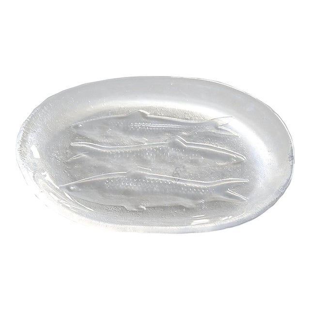 1970s Kosta Boda Glass Fish Platter Designed by Goran Warff For Sale