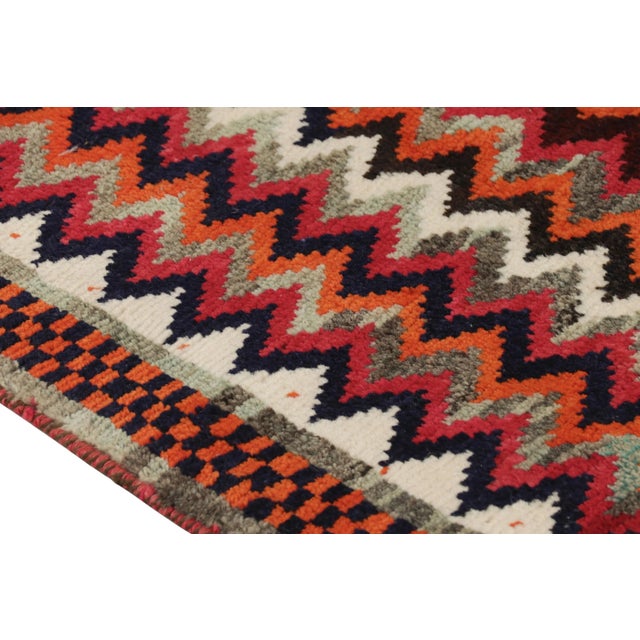 1950s Vintage Gabbeh Tribal Rug, Persian Rug in Gray With Colorful Chevrons - Rug & Kilim For Sale - Image 5 of 7