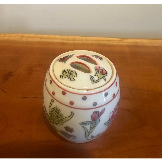 Vintage Floral Porcelain Lidded Jar For Sale - Image 4 of 5