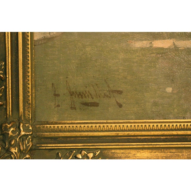 Johann Jungblut, Winter Moonlit Landscape with Figures, 19th Century, Oil on Canvas, Framed For Sale - Image 5 of 7