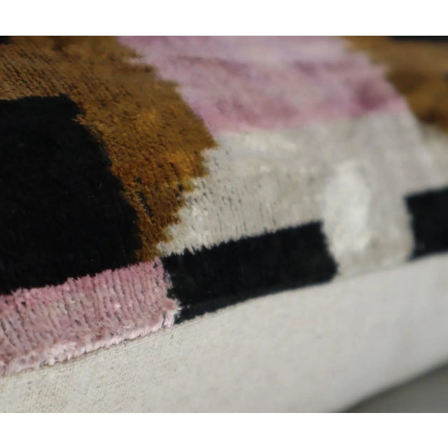 Handmade Pink & Gray Silk Velvet Throw Pillow & Down Insert For Sale - Image 10 of 12