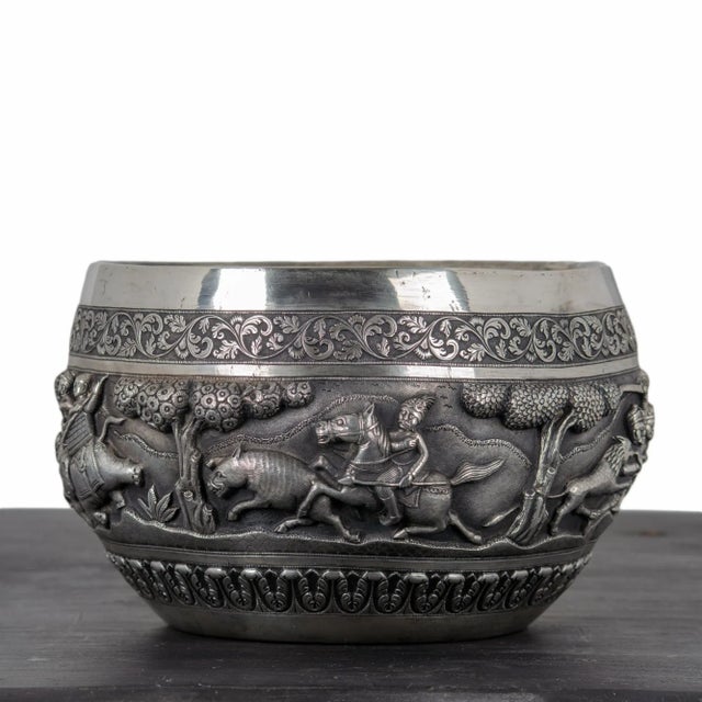 19th Century Indian Silver Repoussé Hunting Bowl, Lucknow, 19th Century For Sale - Image 5 of 12