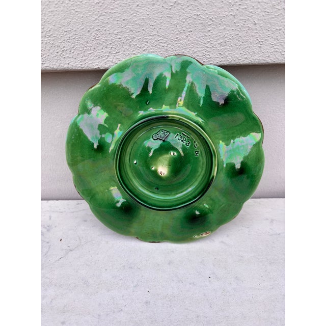 Minton Victorian Majolica Aqua Oyster Plate by Minton, Ceramic, England, 1880 For Sale - Image 4 of 4