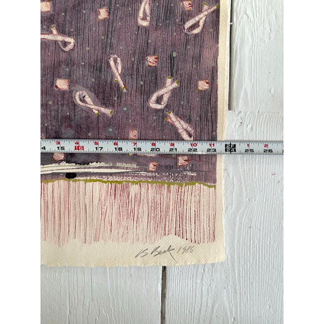 Abstract Barbara Beck 1986 Abstract Acrylic Painting on Paper - Signed/Dated/Unframed For Sale - Image 3 of 8