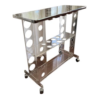 1970s Vintage, Lucite Rolling Bar Cart For Sale