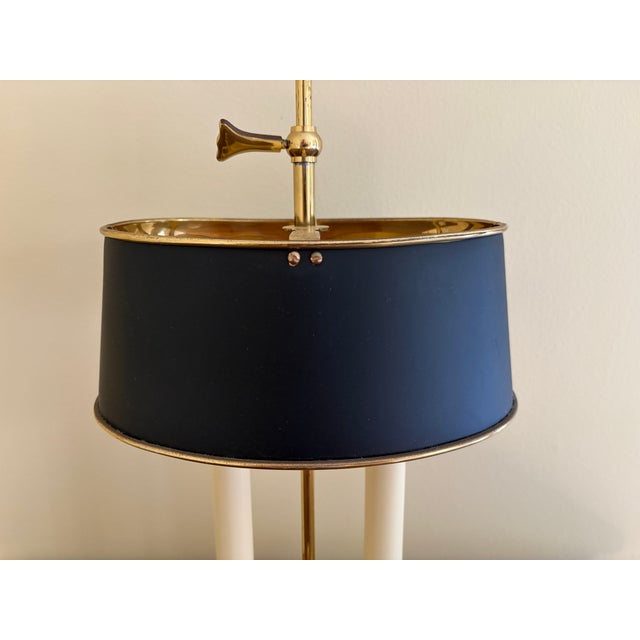 Gold Mid 20th Century Brass Bouillotte Lamp With Adjustable Black Tole Shade For Sale - Image 8 of 16
