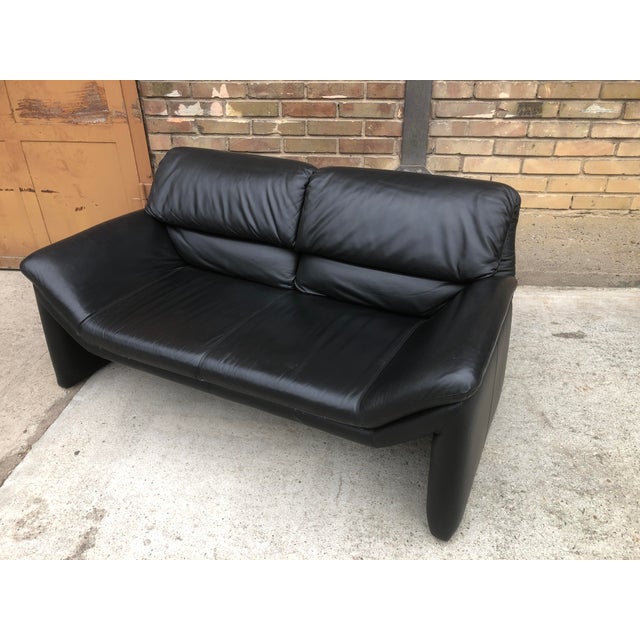 Two-Seater Sofa in Black Genuine Leather by Hans Kaufeld for de Sede, 1980s For Sale - Image 11 of 15