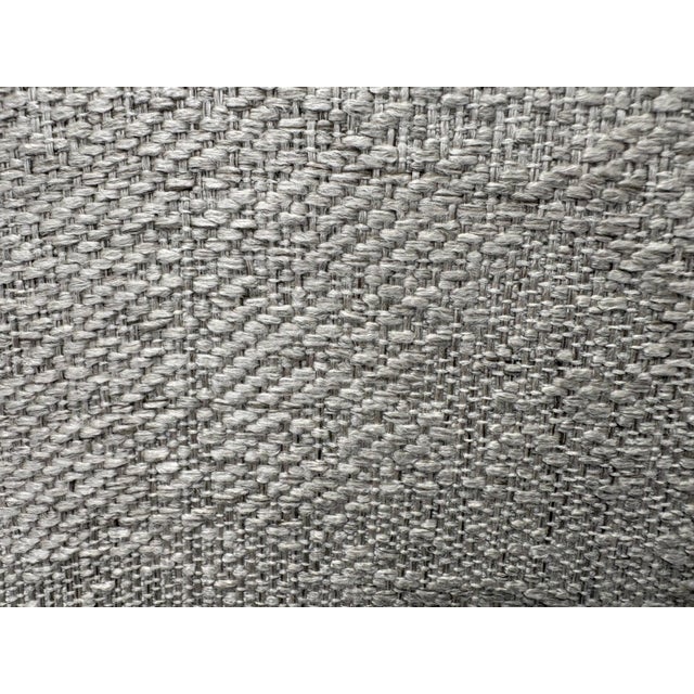 Attributed to Arhaus Tufted Wingback Upholstered Bed — King Custom Greige Upholstery | Deep Button Tufting | Fully Upholstered Frame For Sale - Image 9 of 17