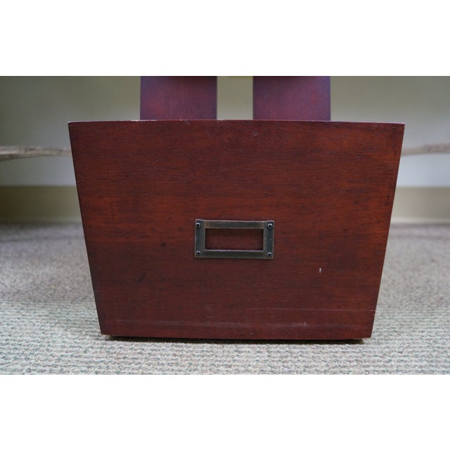 Vintage Oak 4 Tier Stacking Magazine Office Document File Holder Rack 46" For Sale - Image 11 of 13