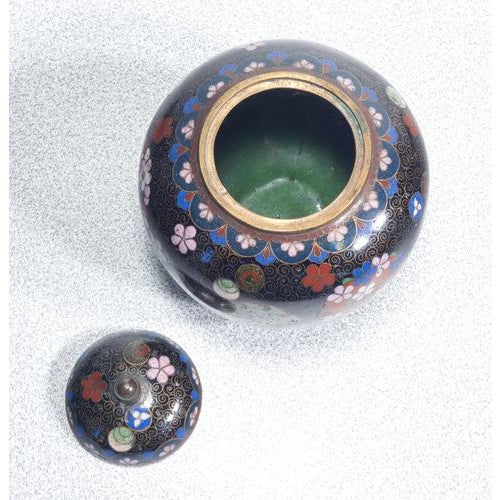 Cloisonné Teapot and Sugar Bowl with Floral Decor, Set of 2 For Sale - Image 14 of 18