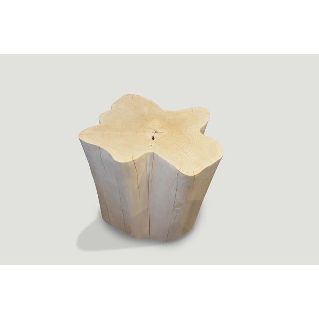 2010s Andrianna Shamaris Bleached Teak Wood Organic Side Table For Sale - Image 5 of 5