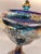 1980s Vintage Indiana Blue Carnival Glass Harvest Grape Iridescent Covered Pedestal Compote or Candy Dish For Sale - Image 5 of 8