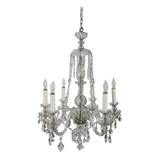 Vintage Maria Theresa European Bohemian Crystal 6 Arm Candlestick Chandelier For Sale