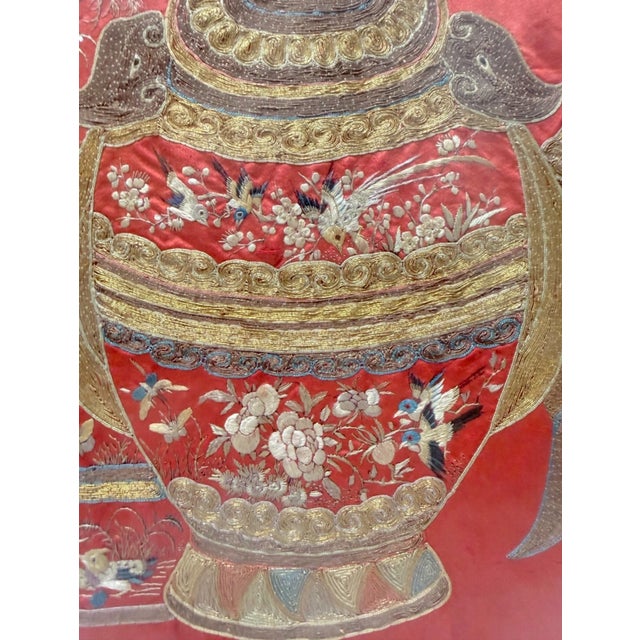 Chinese Huge Antique 1800's Chinese Altar Table Banner Embroidery Tapestry Needlepoint For Sale - Image 3 of 18