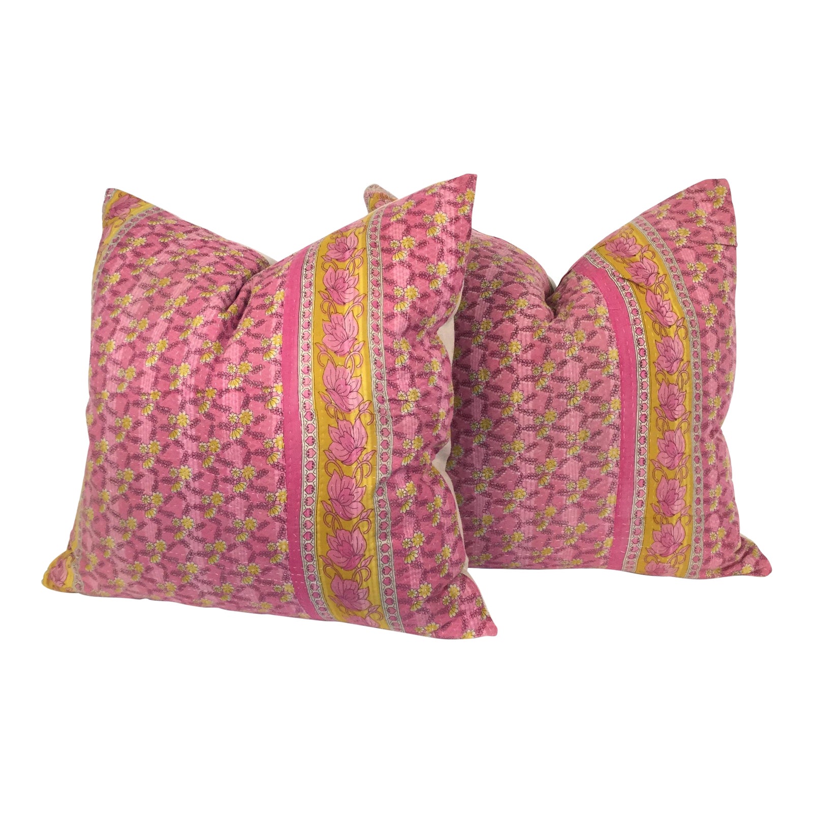 Vintage Kantha Quilt Pillows a Pair Chairish