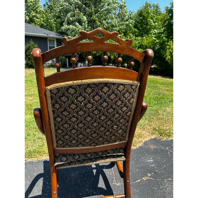 Wood Late 19th Century Eastlake Victorian Tapestry Folding Chair Civil War Era For Sale - Image 7 of 10