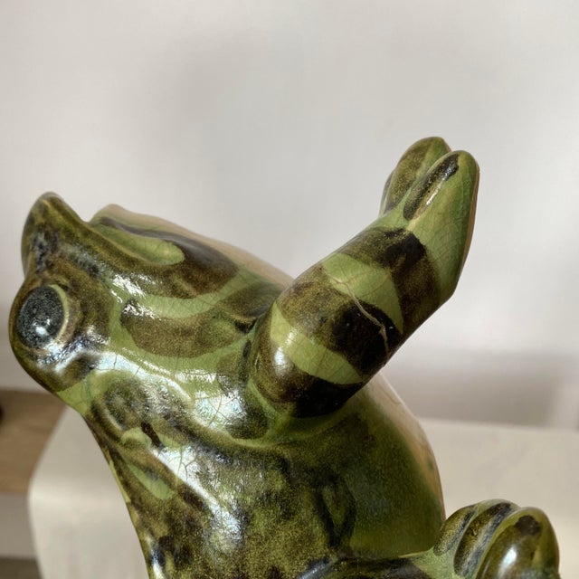 Ceramic Vintage Green Ceramic Frog For Sale - Image 7 of 9