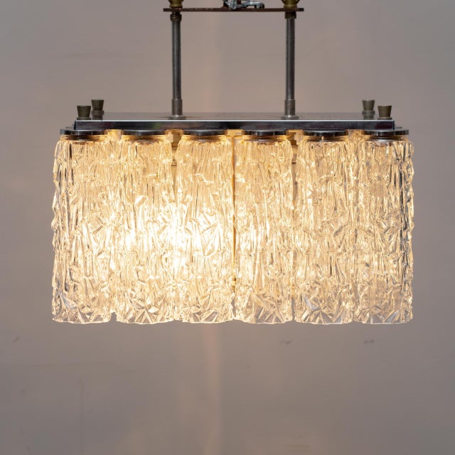 Two-Light Metal and Glass Pendant Light, 1970s For Sale - Image 4 of 8