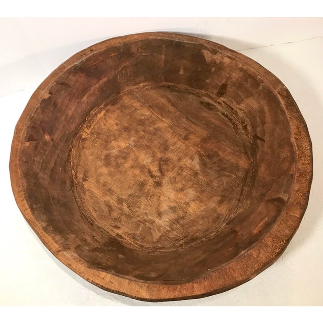 Vintage Hand Carved Round Dough Bowl | Chairish